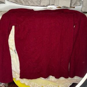 Kokun Women's Burgundy 100% cashmere  Crew Neck Sweater